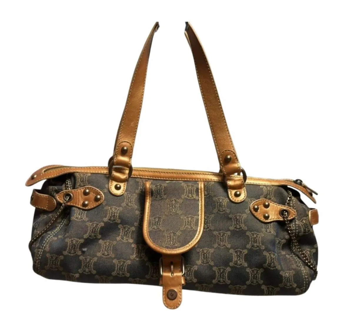 セリーヌ デニム マカダム ハンドバッグ